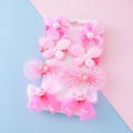 Ensemble de 8 barrettes roses pour filles avec fleurs en gaze et papillons scintillants - Série Rose Rouge