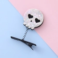 Sparkly sequin skull hair clip with spring motion for Halloween themed parties - Sequin Skull Style