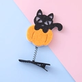 Halloween glittery black cat and pumpkin spring hair clip for girls party costume - Black Cat & Pumpkin Style