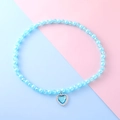 Kids sweet light blue faux pearl necklace with a diamond heart pendant in silver - Necklace / Blue (Necklace 2#)