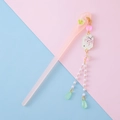 Pink resin hair pin with flower tassels and pearl beads in traditional Chinese style - Hair Stick