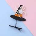Halloween wizard hat hair clip with glitter spider and spring mounted alligator clip - Witch Hat with Spider Style