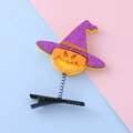 Halloween purple wizard hat and orange pumpkin spring clip hair accessory for kids - Purple Hat Pumpkin Style