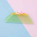 Pale green resin hair comb with golden metal flowers and pink cherry blossom accents - Comb