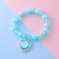 Bracelet en perles bleu ciel pour enfants avec grand pendentif cœur en cristal et strass - Bleu (Bracelet 2#)