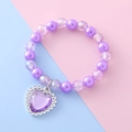 Charmant bracelet de perles mauves avec pendentif en cœur et cristaux pour fillettes - Violet (Bracelet 4#)