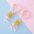 Pink organza scrunchies with golden fortune rabbit charms and beaded tassels - Rabbit Lantern Hair Tie