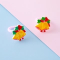 Kids' resin Christmas rings set featuring yellow bells and a festive red bow - Bell Style 2