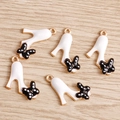 5 ciondoli a tacchi alti con fiocchi a pois e placcatura oro per gioielli DIY - Bianco