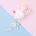 Handmade rabbit hairball hair clip with pearls and pink tassels for traditional Hanfu dresses - Rabbit Pair Clips