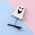 Ghost hair clip with white glitter and spring mount for Halloween parties - White Glitter Ghost Style