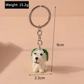 Detalle de un divertido llavero de perro con dimensiones y peso en resina y material metálico - Perro Col