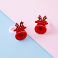 Christmas reindeer open rings set for kids with red cartoon resin deer character - Reindeer Style