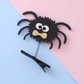 Halloween glittery black spider hair clip with spring and cute gold bow for kids - Glitter Black Spider Style