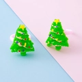 Cute green resin Christmas tree ring with colorful dots and yellow star on top - Christmas Tree Style 1