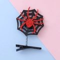 Halloween glitter red spider spring hair clip with black spider web detail on blue base - Red Spiderweb Style
