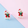 Cute snowman resin adjustable rings with red hats and green scarves for Christmas season - Snowman Style 1