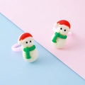 Adjustable kids resin ring with cute Christmas snowman design on colorful background - Snowman Style 2