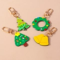 Set portachiavi natalizi con ghirlanda, campane, alberi e moschettoni dorati lucidi - Stile della Serie di Natale