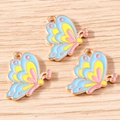 Drie kleurrijke vlinderbedeltjes met gouden basis voor doe-het-zelf kettingen - 10 Stuks Verpakking / Blauw