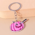Dettaglio del portachiavi a zucca rosa di Halloween con coltello e anello d'argento - Zucca Insanguinata con Coltello (YZ720)