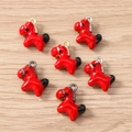 Vibrant red enamel horse charms for DIY jewelry making with gold and silver alloy loops - 5 Pieces / Multicolor