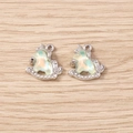 Detail of silver alloy unicorn rocking horse charms with iridescent resin inlay - Silver Frame with Blue Pink Iridescent (3059) / 5 Pieces / Silver & Yellow