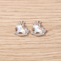 Macro detail of two silver unicorn pendants with iridescent shells for DIY jewelry making - Silver Frame with Iridescent Shell Texture (3059) / 5 Pieces / Silver
