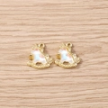 Close-up of golden unicorn rocking horse charms with iridescent enamel for DIY jewelry making - Gold Frame with Radiant Pearlescent (3059) / 5 Pieces / Gold White