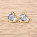 Detailed macro view of unicorn rocking horse charms with blue resin for jewelry making - Gold Frame with Blue Iridescent (3059) / 5 Pieces / Gold Blue