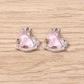 Macro detail of two silver unicorn rocking horse charms with pink glitter for DIY jewelry - Silver Frame with Pink Fine Glitter (3059) / 5 Pieces / Silver Pink