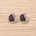 Detailed close-up of unicorn rocking horse charms with purple enamel for DIY jewelry - Silver Frame with Deep Purple Starry Effect (3059) / 5 Pieces / Silver Black