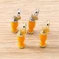 Creative lemon drink pendants with golden and silver bases for DIY jewelry crafts - 5 Pieces / Multicolor