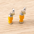 Creative lemon drink pendants with orange enamel and silver loops for necklaces - 5 Pieces / Silver