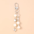 Chic pearl and silver heart keychain with elegant beaded charms and a lobster clasp - Pearl Heart