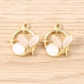 Golden ring pendant with fish tail, star, and pearl bead for jewelry making - Fish Tail Pendant / 5 Pieces / Gold Pink