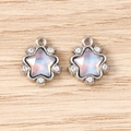 Detailed view of silver star charms with colorful rhinestones for jewelry making - 5 Pieces / Colorful Silver