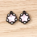 Detailed close-up of two pink star pendants with rhinestones for DIY jewelry making - 5 Pieces / Black Pink