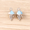 Silver jellyfish charms with sky blue enamel finish for DIY jewelry necklaces and bracelets - Silver Blue