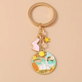 Llavero de conejo de jade de estilo chino tradicional con baño de oro y esmalte rosa - Estilo Conejo de Jade Pastel de Luna