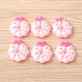 Set of 6 pink resin donut flower charms with bow decorations for DIY crafting and phone cases - Bowknot Style / 15 Pcs Pack / Pink Donut