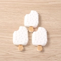 Detailed view of three resin ice cream charms with bitten design for DIY crafts - Set of 4 / White