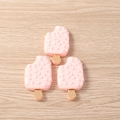 Close-up of pink resin ice cream charms with white sprinkles for DIY phone case crafts - Set of 4 / Pink