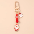 Christmas Santa Claus beaded keychain with red enamel charms and golden alloy clasp - Santa Claus Style