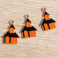 Set di 3 ciondoli a forma di casa stregata di Halloween in smalto arancione e nero - Confezione da 10 / Castello