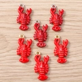 Realistic red lobster charms for DIY jewelry making in gold and silver finish - Multicolor