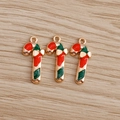 Macro shot of three candy cane pendants in red green and gold for DIY Christmas jewelry - 10 Pieces Pack / Christmas Candy Cane