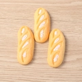 Three realistic miniature resin baguette charms for DIY phone cases and craft decoration - Mini Baguette Style / Set of 4