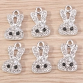 Glitzernde Hasen-Anhänger mit Straßsteinen für DIY Schmuck und Ohrring Basteln - Hasen-Stil (1094)