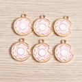 Breloques donut avec glaçage rose et marque de morsure pour bijoux DIY lot de 6 - Œuf au plat / Lot de 10